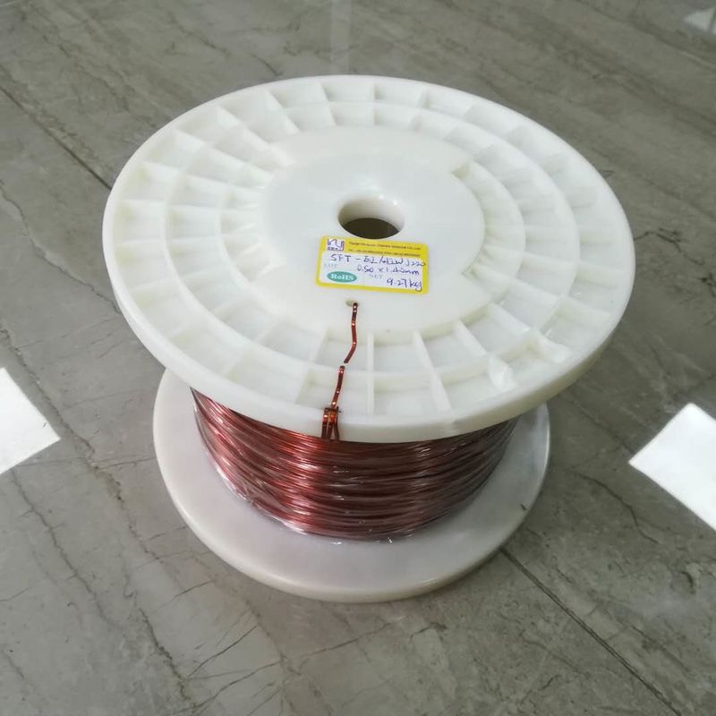 UEW Flat Copper Wire / Solderable Enamelled Copper Wire Polyurethane Insulation